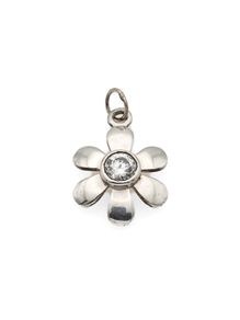 Vintage 935 Sterling Silver & Cubic Zirconia Flower Pendant