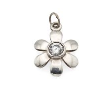 Vintage 935 Sterling Silver & Cubic Zirconia Flower Pendant