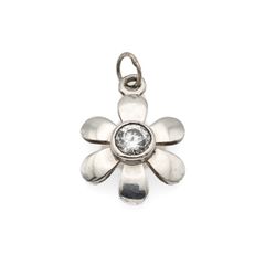 Vintage 935 Sterling Silver & Cubic Zirconia Flower Pendant