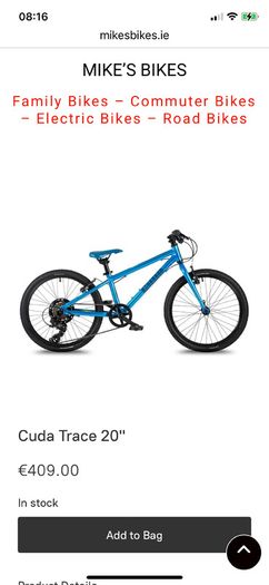 Cuda 20 inch bike similar to a Frog 20 inch bike