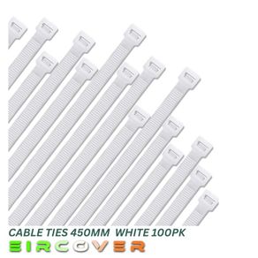 Heavy Duty White Cable Ties 450mm  White 100pk