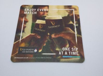 Guinness Six Nations - Enjoy Every Match - One Sip At A Time - Beer Mat/Coaster