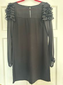 Black Warehouse shift dress with frilly sleeves. Size 12