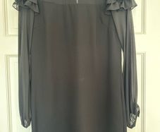Black Warehouse shift dress with frilly sleeves. Size 12