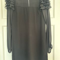 Black Warehouse shift dress with frilly sleeves. Size 12