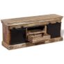 TV Cabinet with 2 Sliding Doors Solid Mango Wood 110x30x45 cm Image 5