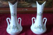 Claddagh China Pair Of Two Handled Floral Vases Made In Galway Ireland