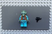 lego Star Wars sw0898 Greedo minifigure- Medium Nougat Vest, Belt on Legs and Torso, Medium Azure Legs