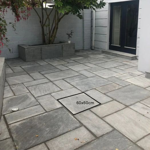 Kandla Grey Sandstone Hand-Cut Calibrated Paving Slab 60x60x2.2cm