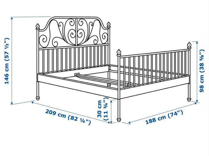 IKEA Leirvik iron double bed frame (white)