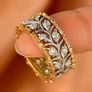 Silver Gold Tone Wide Band Ring Image 2