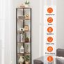 6 Tier Corner Shelf with LED Light Metal Frame Wooden Shelves Storage Organizer Rack Image 3