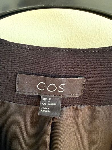 Cos black, collarless open-front longline  jacket / blazer