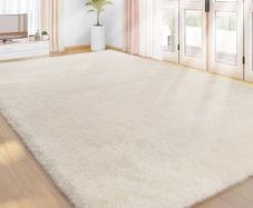 Living Room 200x300cm, Cream Area Rugs for Bedroom, Washable Anti Slip Extra Large Shaggy Soft Rug Fluffy Modern Floor Carpets Mat Beside Carpet for Kids Living Room