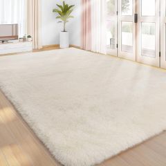 Living Room 200x300cm, Cream Area Rugs for Bedroom, Washable Anti Slip Extra Large Shaggy Soft Rug Fluffy Modern Floor Carpets Mat Beside Carpet for Kids Living Room