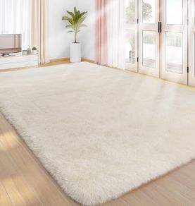 Living Room 200x300cm, Cream Area Rugs for Bedroom, Washable Anti Slip Extra Large Shaggy Soft Rug Fluffy Modern Floor Carpets Mat Beside Carpet for Kids Living Room