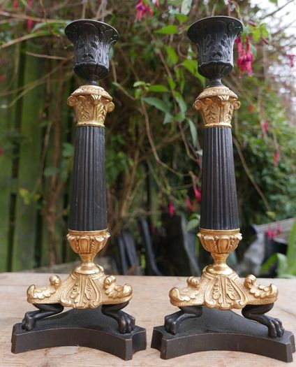 Pair of Ornate Vintage Metal Candlesticks
