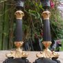 Pair of Ornate Vintage Metal Candlesticks Image 2