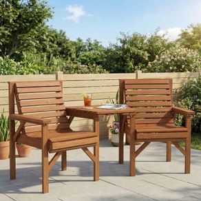 Wooden Garden Love Seat With Coffee Table