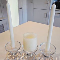 Clear Glass Unity Candle Holders Set of 3 (Plus 4 White Taper Candles Included)
