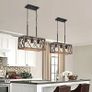 Farmhouse Kitchen Island Lighting, 3 Lights Pendant Lighting Fixtures, Adjustable Height, Industrial Dining Room Light for Living Room Foyer Dining Table Over Sink. (Wood Grain Color) Image 4