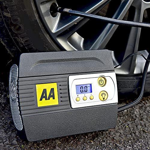 AA 12V Digital Tyre Inflator AA5502  For Cars Other Vehicles Inflatables Bicycles  Shows PSI BAR KPA 3/100 PSI Includes Adaptors, Black
