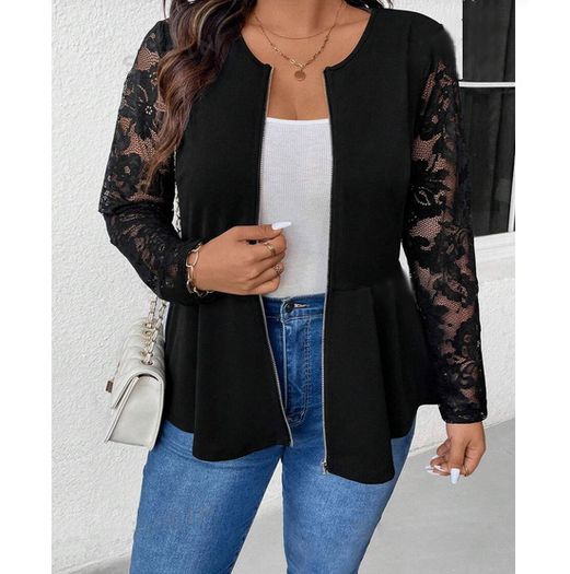 Stylish Black Jacket with Lace Sleeves size 20