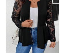 Stylish Black Jacket with Lace Sleeves size 20