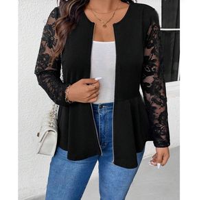 Stylish Black Jacket with Lace Sleeves size 20