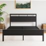 Double Bed Frame with Wooden Storage Headboard Image 4