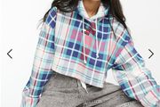 Tommy Jeans logo crop hoodie in tartan medium M SOLD OUT