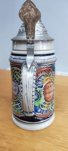 German Beer Stein Pewter Lid Vintage Made in Germany