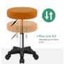 Round Rolling Stool with Wheels Height Adjustable Spa Stool for Salon Massage Home Kitchen Brown Image 2