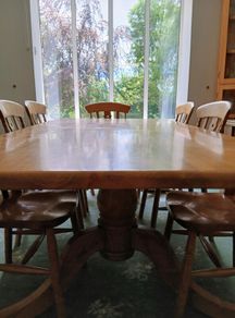 Custom-made Solid Elm Dining Table & Chairs
