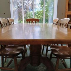 Custom-made Solid Elm Dining Table & Chairs