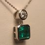 Emeraldine Quartz and Real Moissanite Pendant and Chain Image 5
