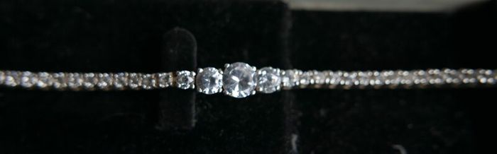Vintage Sterling Silver 925 Tennis Bracelet  Cubic Zirconia Graduated Flexible Bangle Bracelet 16,7g