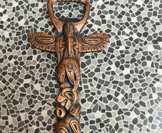 Retro Canada Brass totem beer bottle opener