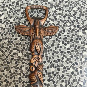 Retro Canada Brass totem beer bottle opener