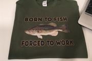Born To Fish Forced To Work Funny T-shirt Great Gift Present Free Post