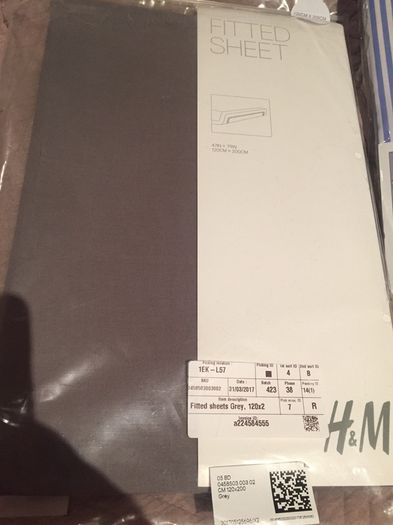 Fitted sheet H&M grey 120x200cm