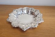 Vintage English silver plate Ornate  Floral Serving Dish Tray