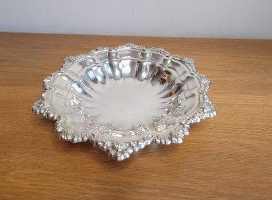 Vintage English silver plate Ornate  Floral Serving Dish Tray