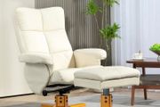Relax Armchair with Footstool  Adjustable Backrest, 360 Swivel, Faux Leather