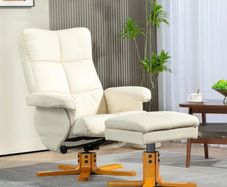 Relax Armchair with Footstool  Adjustable Backrest, 360 Swivel, Faux Leather