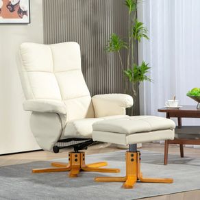 Relax Armchair with Footstool  Adjustable Backrest, 360 Swivel, Faux Leather
