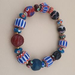 Vintage Venetian style Mix Chevron & Trade Glass beads Bracelet