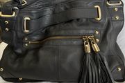 Black pure leather handbag Dune