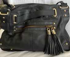 Black pure leather handbag Dune