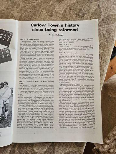 Carlow Hurling Memories. Inne Agus Innui. Vintage 1970s Lare Volum First Edition Paperback In Good Condition.  See Photos For Same.